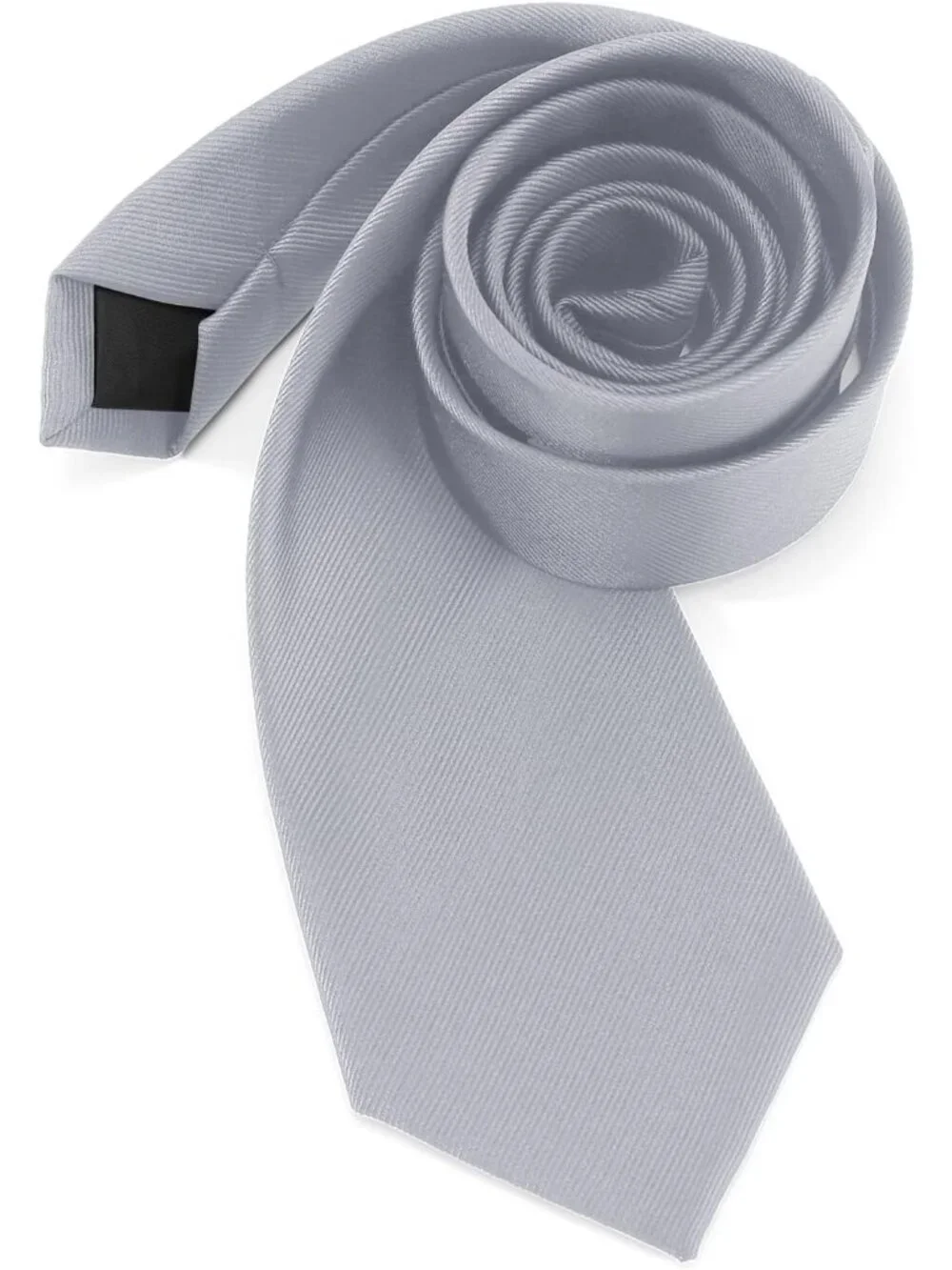 Mens Grey Twill Diagonal Textured Silk Formal Classic Necktie For Business Dress